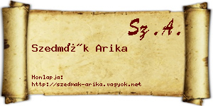 Szedmák Arika névjegykártya